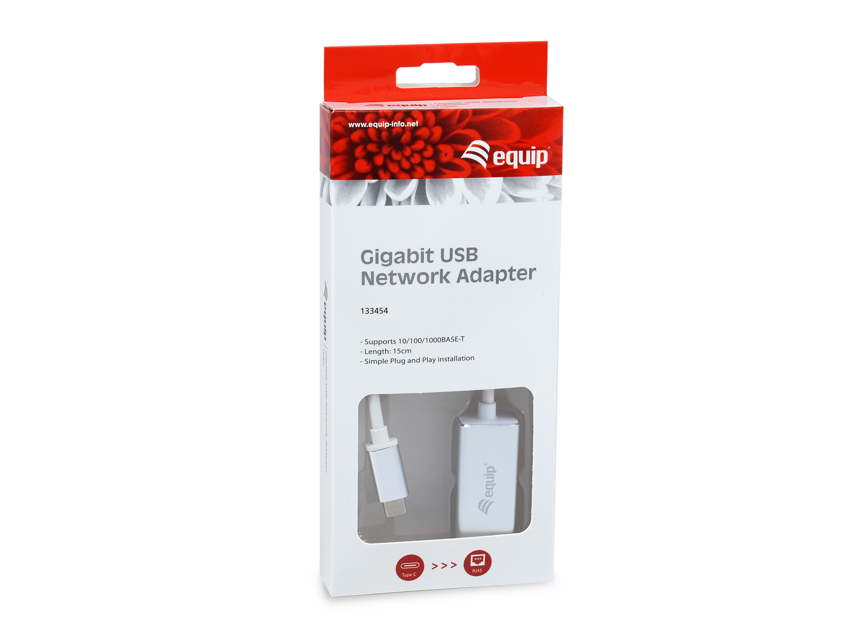 Equip Adapter USB-C->RJ45 St/Bu 0.15m Alu.