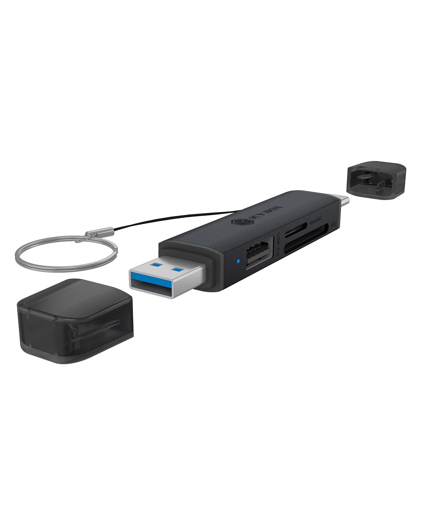 Adapter IcyBox USB 3.2 Gen1 3-in-1 Kartenleser USB Type-C/A