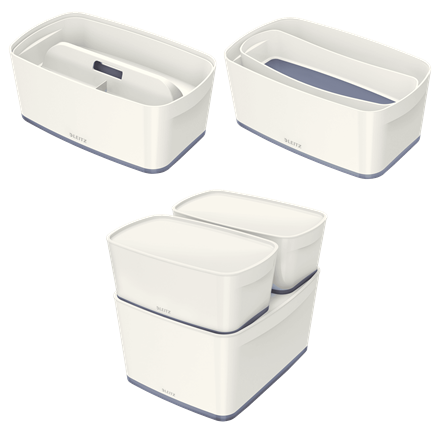 LEITZ MyBox Aufbewahrungsbox 5,0 l perlweiß/grau 31,8 x 19,1 x 12,8 cm, 1 St.