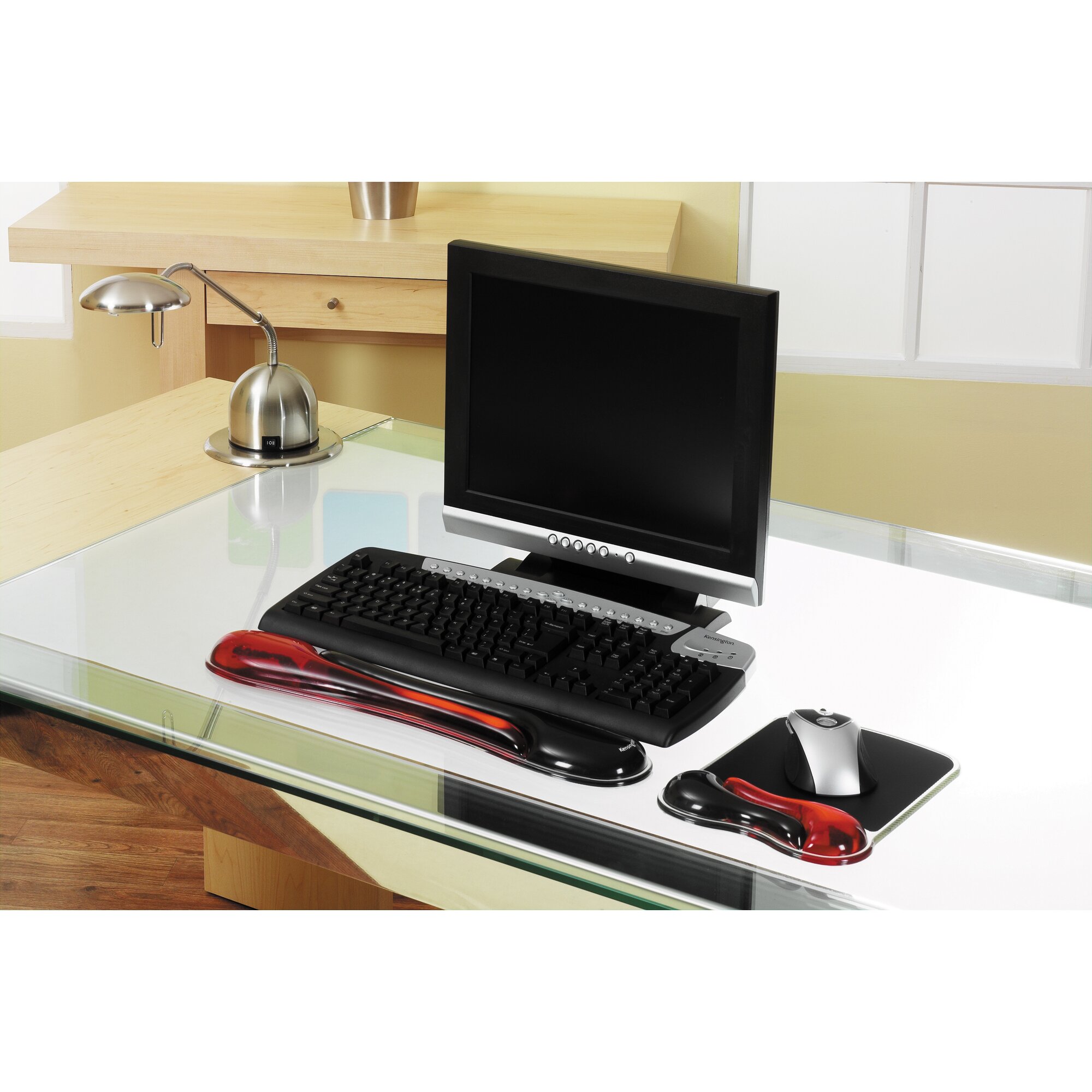 Kensington Mousepad mit Handgelenkauflage Duo Gel schwarz, rot