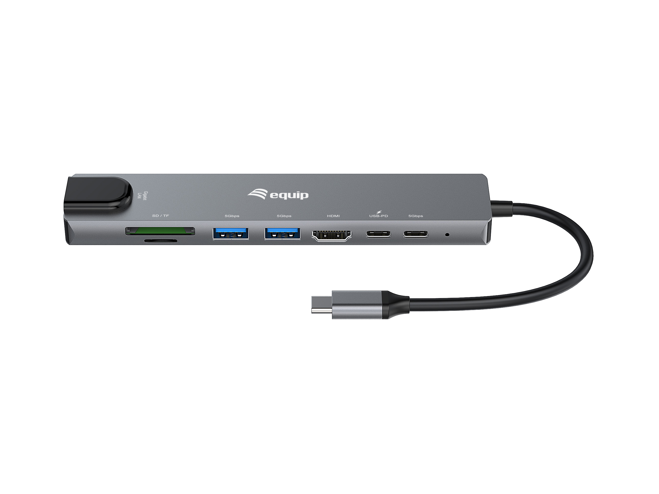 Equip Adapter USB-C->HDMI/GbE/2xUSB-A/+ 4K/ 30Hz 0.25m Alu.