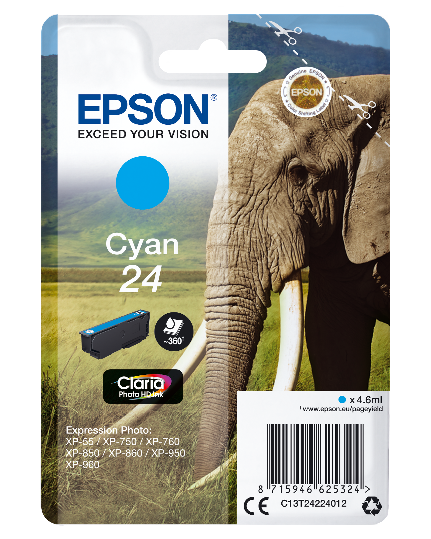 EPSON 24 / T2422 (Elefant) cyan Druckerpatrone