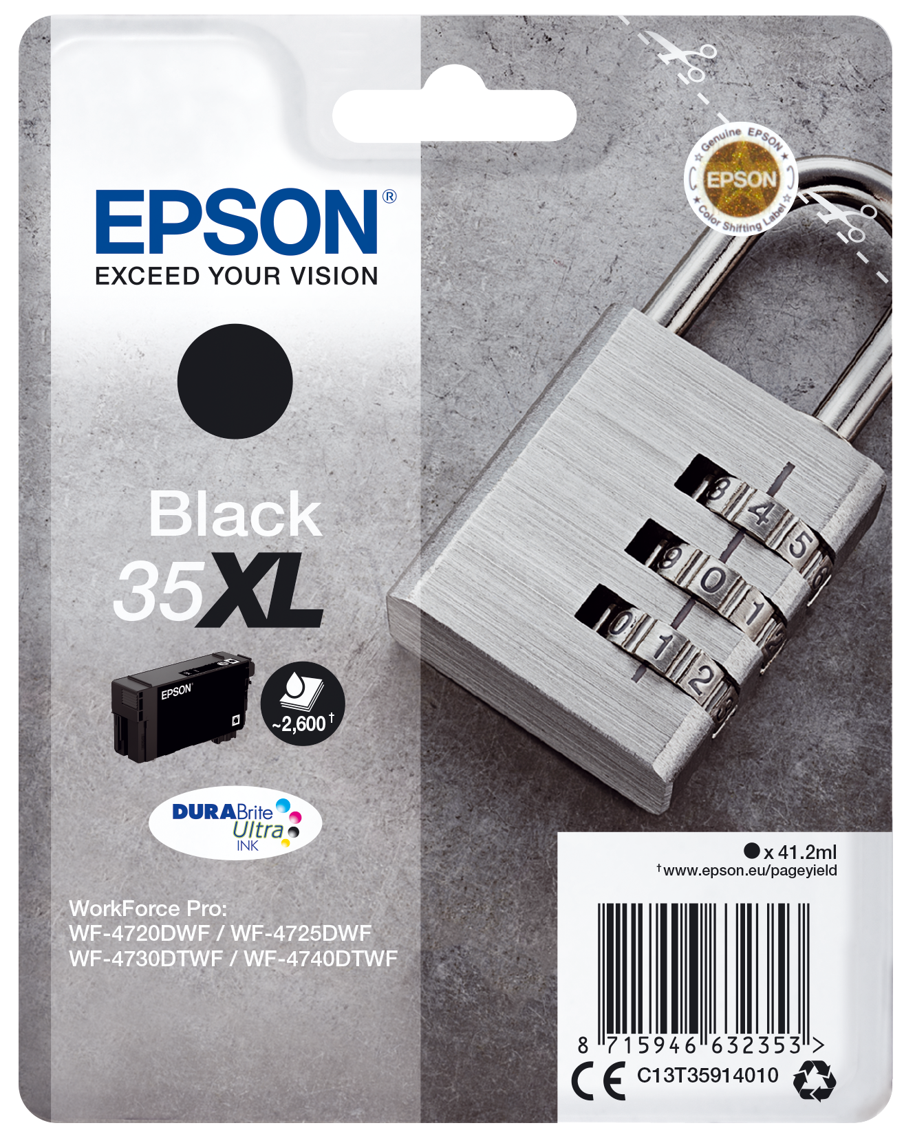EPSON 35XL / T3591XL (Vorhängeschloss) schwarz Druckerpatrone