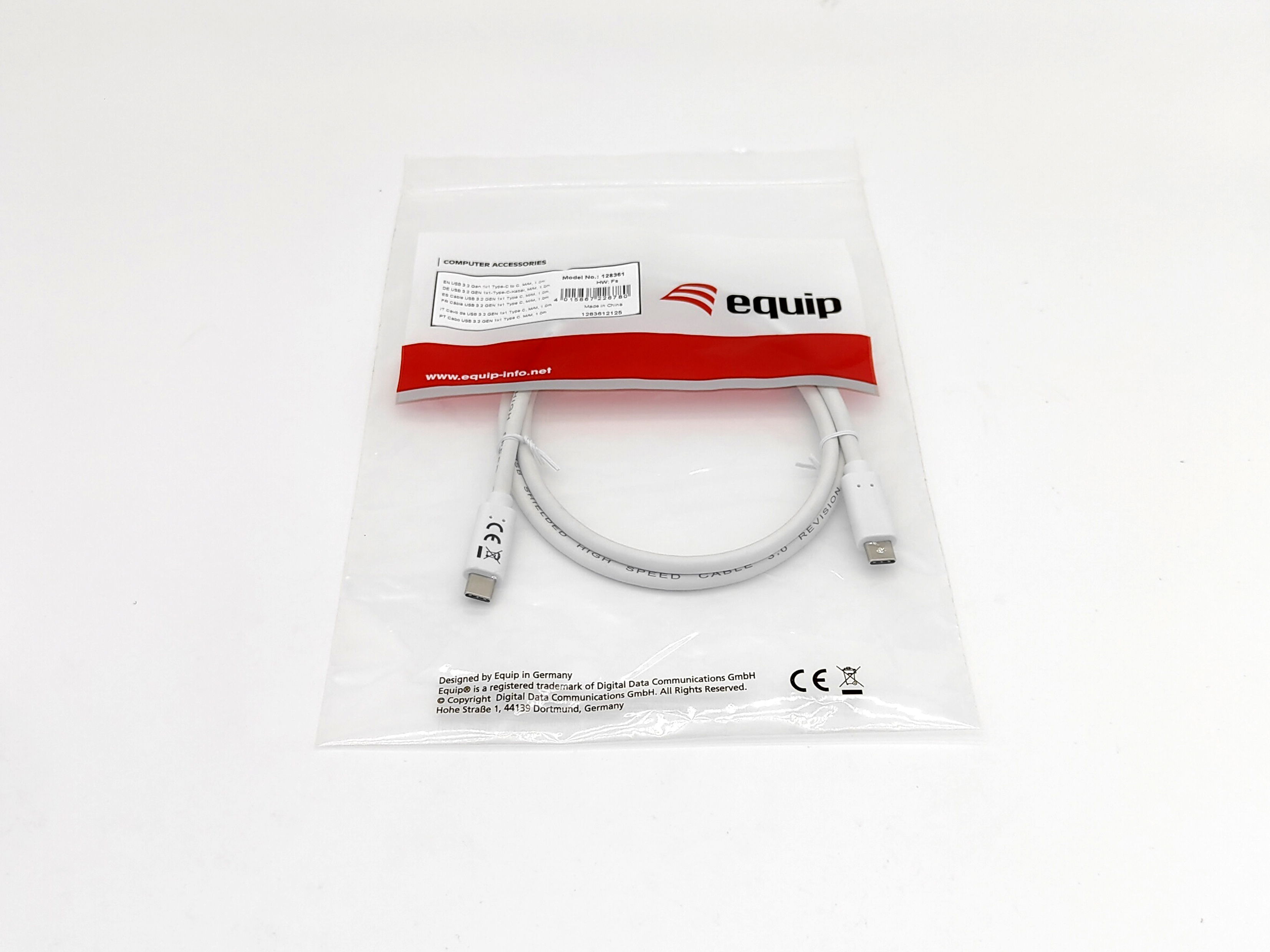 Equip Kabel USB-C3.2->C Gen1 PD60W St/St 0.50m weiß