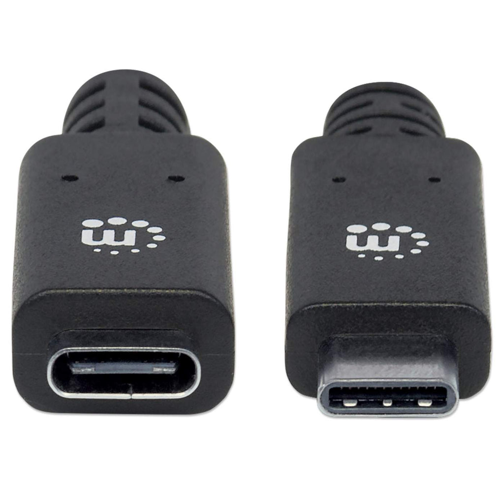 MANHATTAN 3.1 USB-C Verlaengerungskabel 0,5m SuperSpeed+ USB 3.1 Gen2 Typ C-Stecker auf Typ C-Buchse 10 Gbit/s 5 A schwarz
