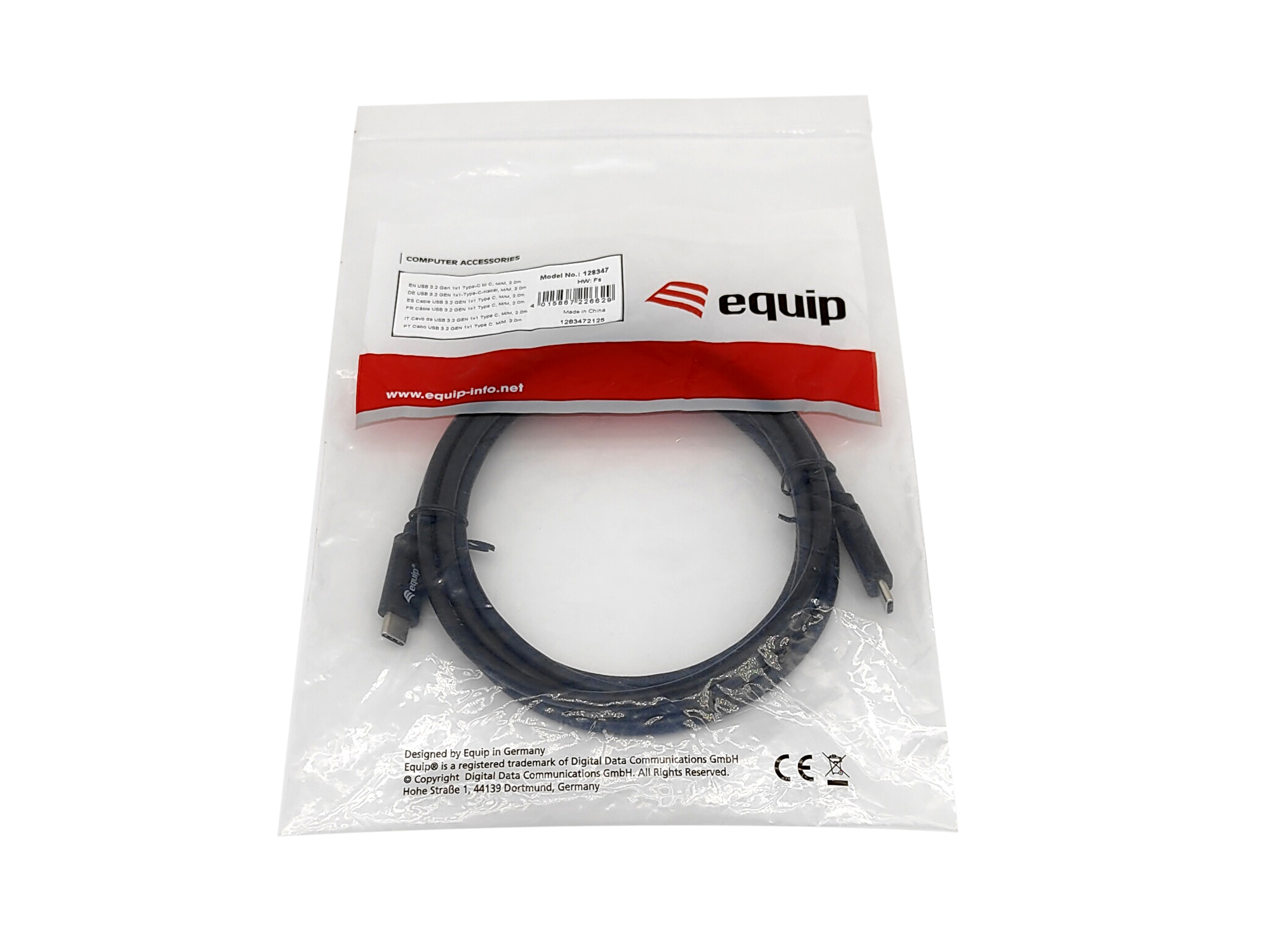 Equip Kabel USB-C3.2->C Gen1 PD60W St/St 1.00m schwarz