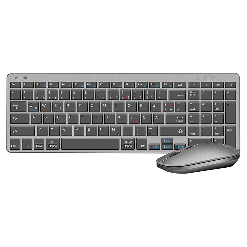 Keyboard & Mouse Logilink wireless grey (ID0215)