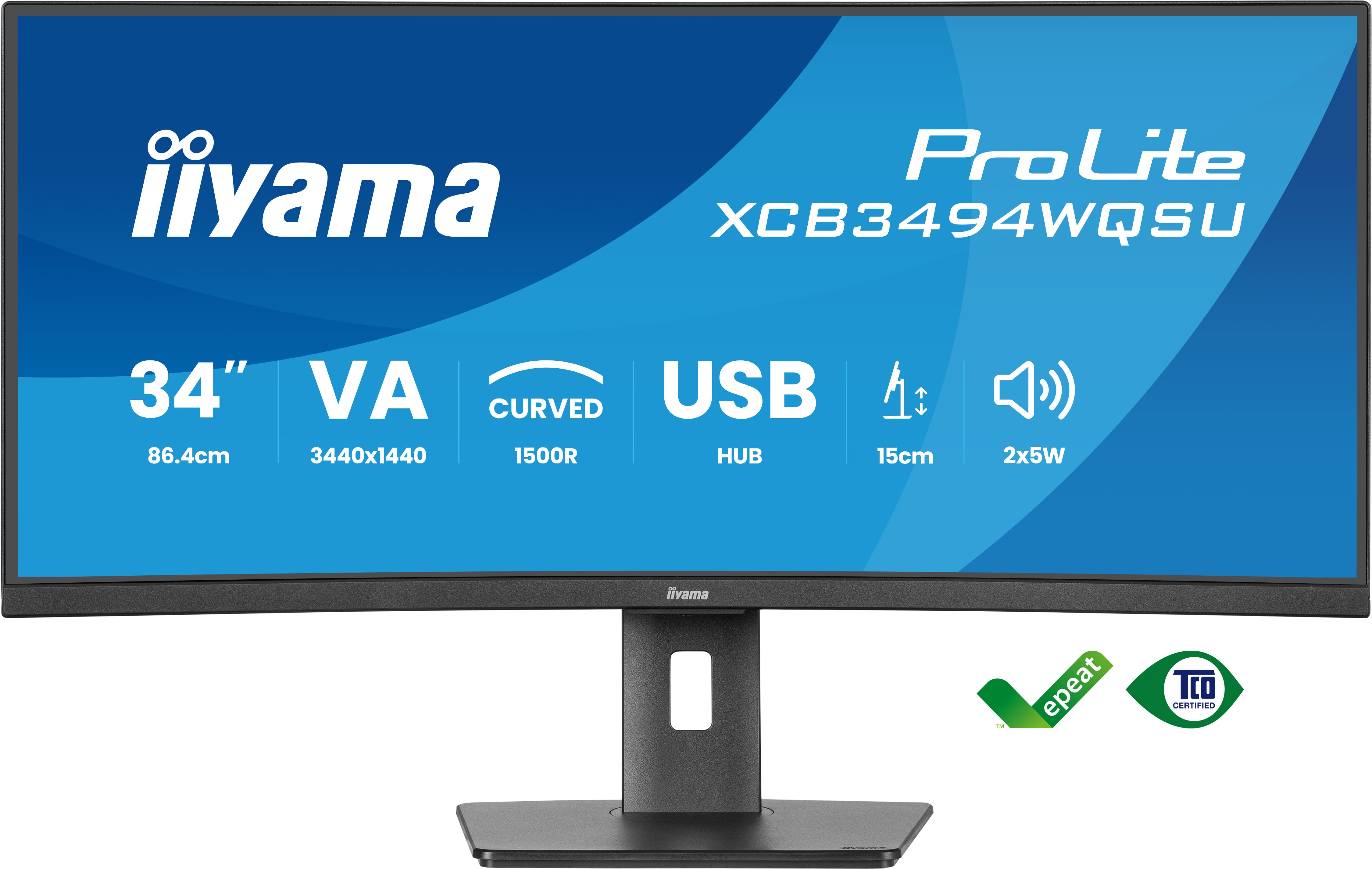 IIYAMA 86,7cm (34) XCB3494WQSU-B1 21:9 2xHDMI+DP+USB Curv