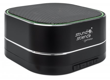 MANHATTAN Sound Science Metallic LED Bluetooth-Lautsprecher Bluetooth 5.0 Mikrofon Bedienelemente FM-Radio MicroSD-Slot schwarz