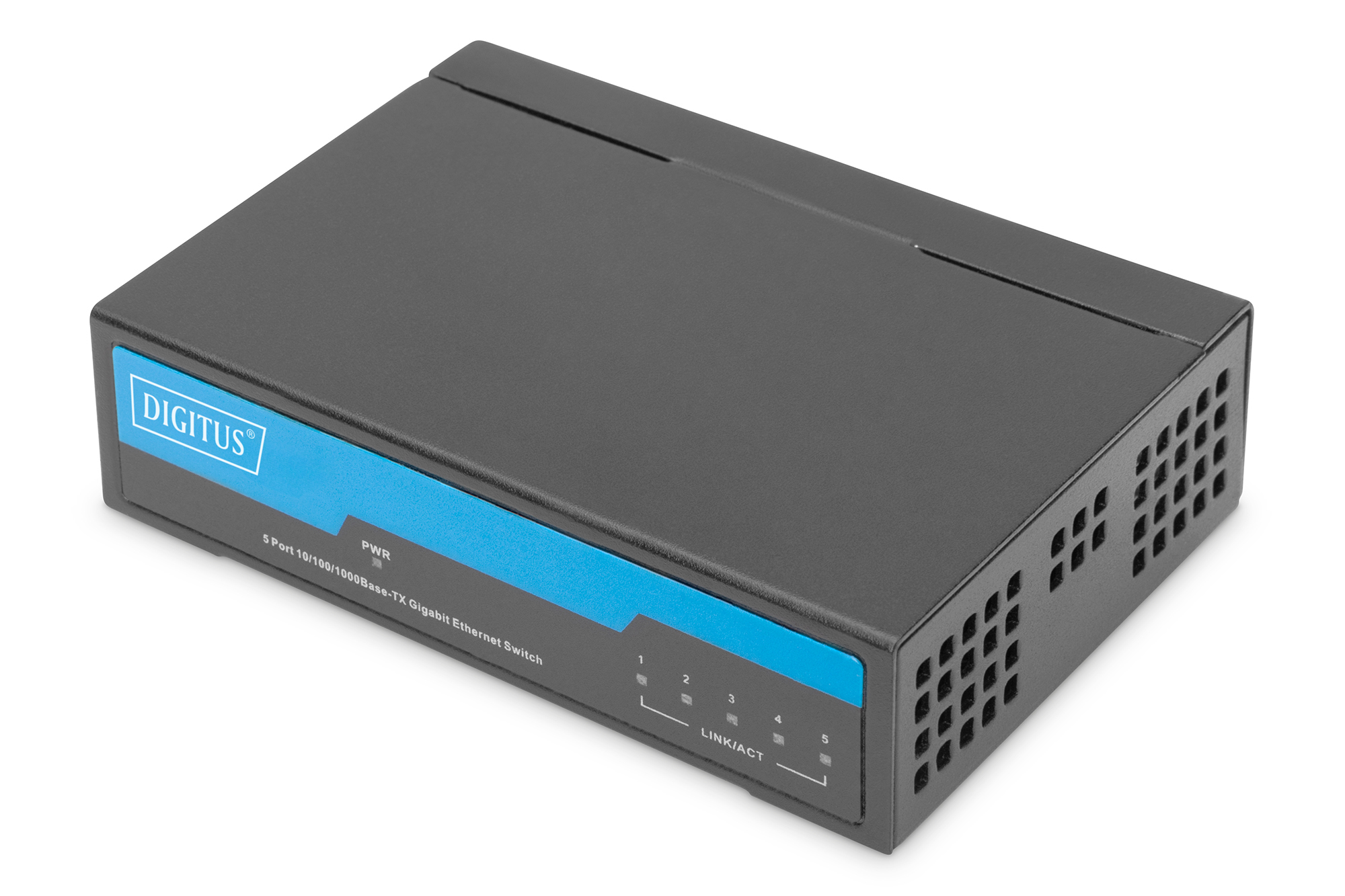 DIGITUS Switch 5-Port Gigabit Unmanaged Metallgehäuse schw