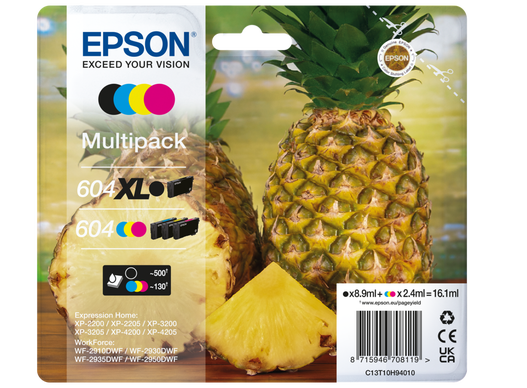 EPSON 604/604XL T10H94 (Ananas) schwarz, cyan, magenta, gelb Druckerpatronen, 4er-Set