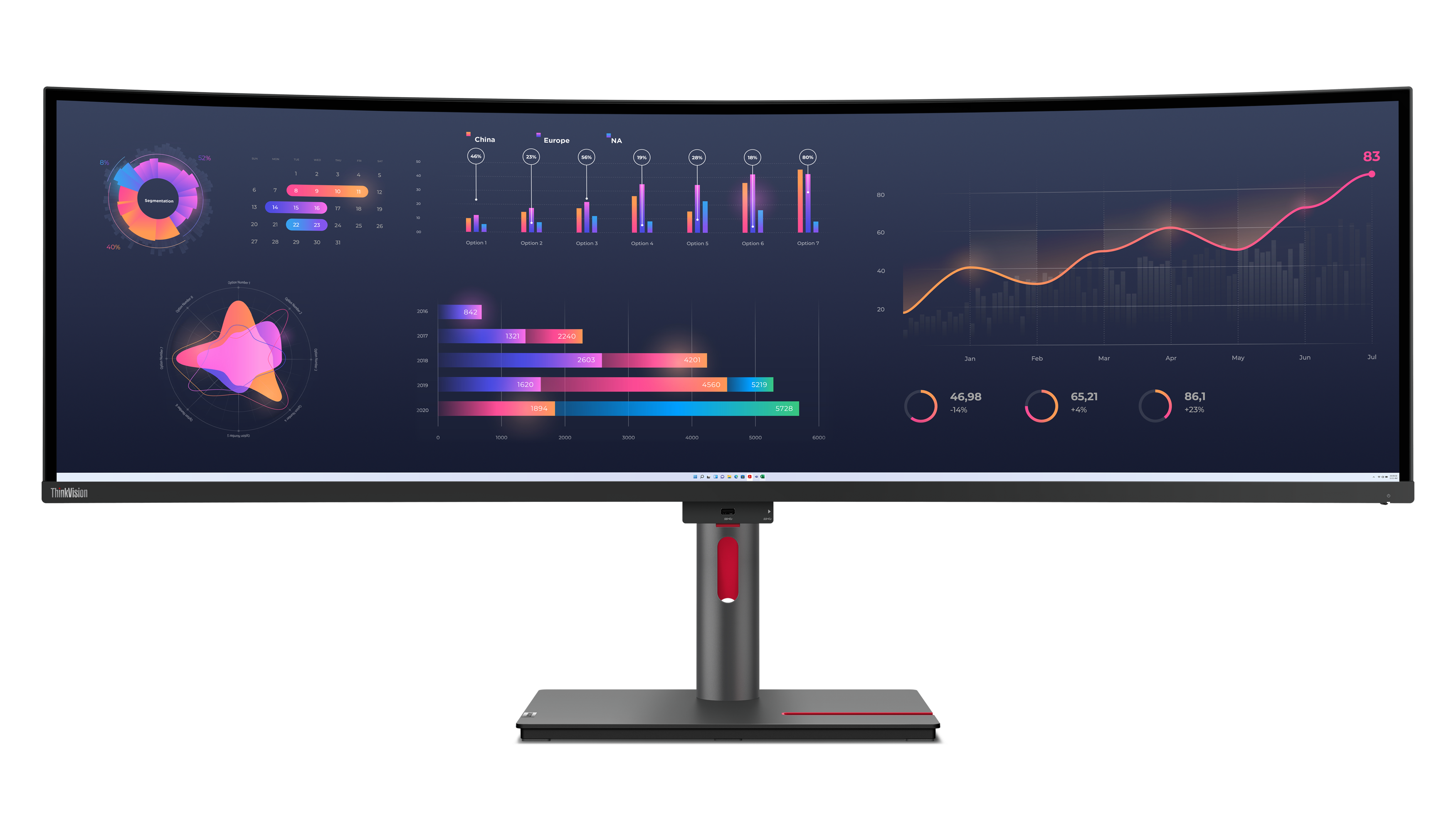 LENOVO ThinkVision P49w-30 LED monitor curved 124,46cm 49Zoll 5120x1440 UltraWide Dual QHD IPS HDR TB4 USB-C Dock 100W 2xHDMI DP
