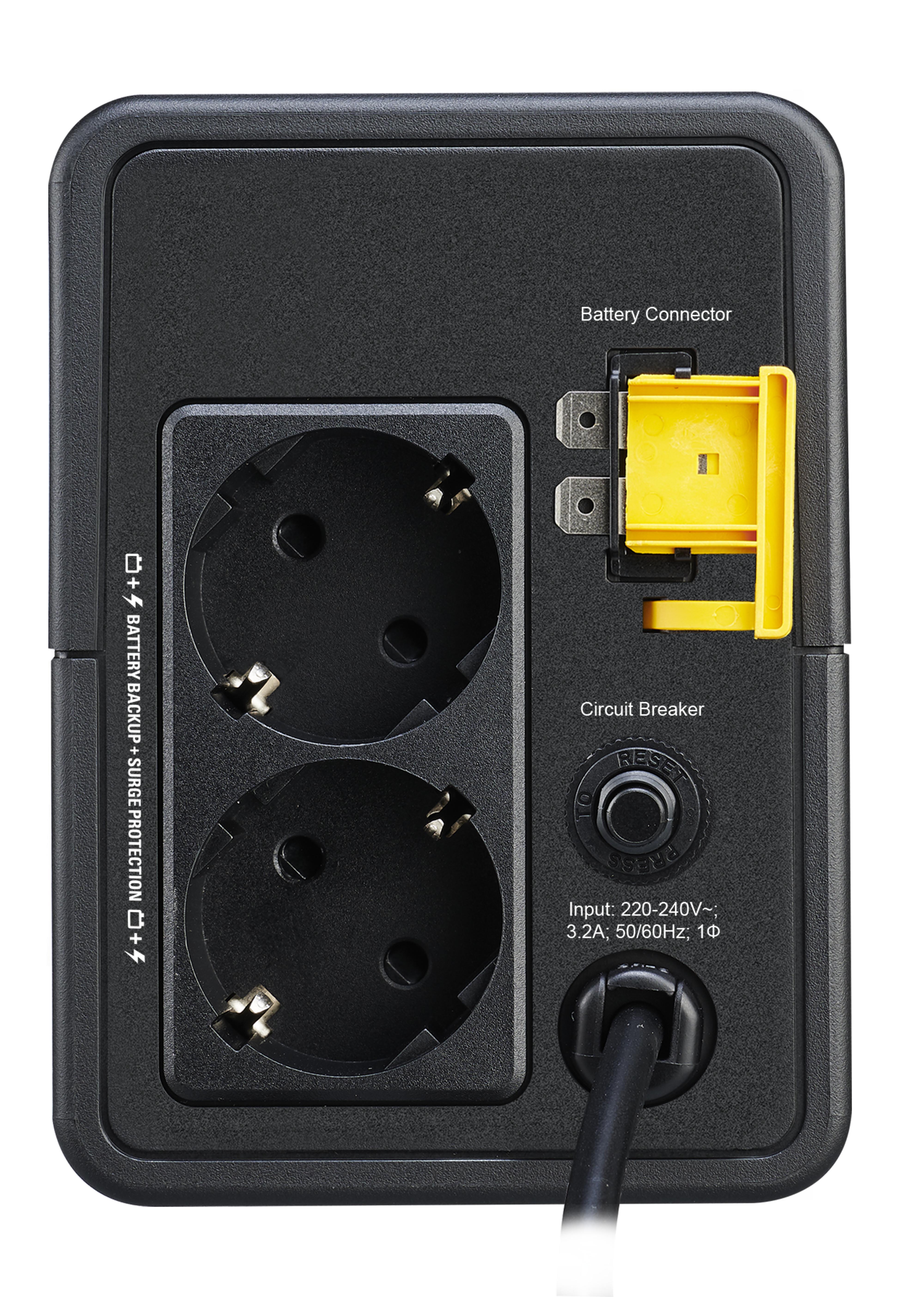 APC Easy UPS BVX Series BVX700LI-GR UPS AC 230V 360Watt 700VA output connectors 2