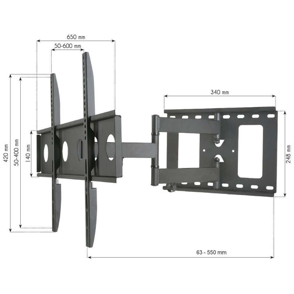 TECHLY Wandhalterung fuer LCD TV LED schwarz 58,42cm-165,10cm 32-65Zoll FullMotion Slim