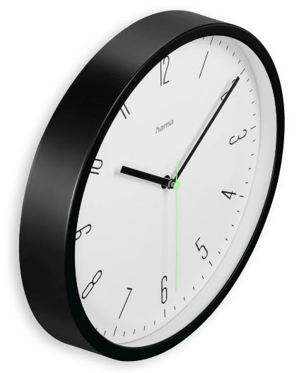 hama Wanduhr Capri weiß schwarz Kunststoff, Ø 25,0 cm