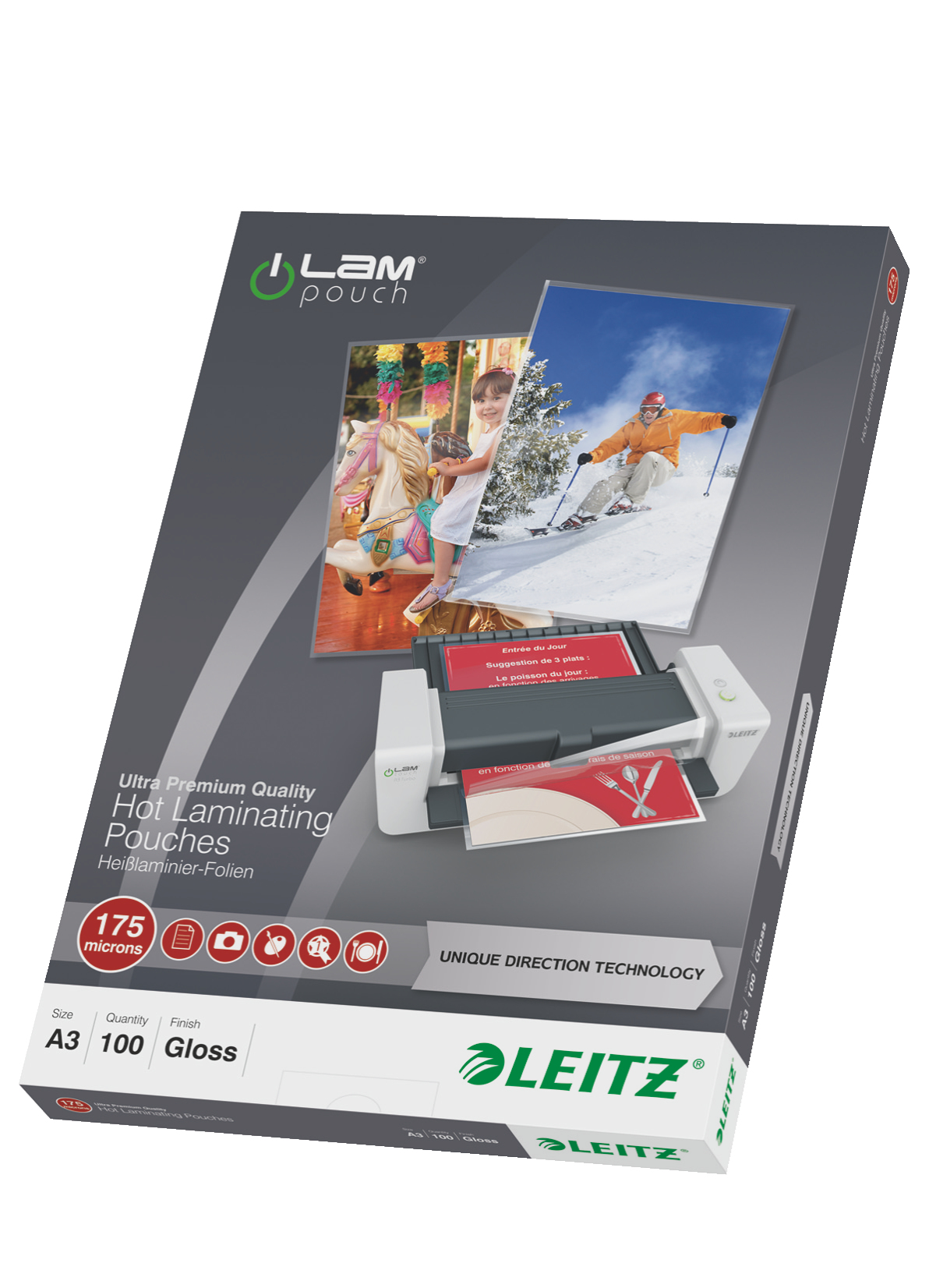 LEITZ Laminierfolien UDT glänzend für A3 175 micron, 100 St.