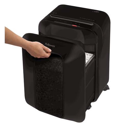 Fellowes Powershred LX 201 Aktenvernichter mit Partikelschnitt P-5, 2 x 12 mm, bis 11 Blatt, schwarz