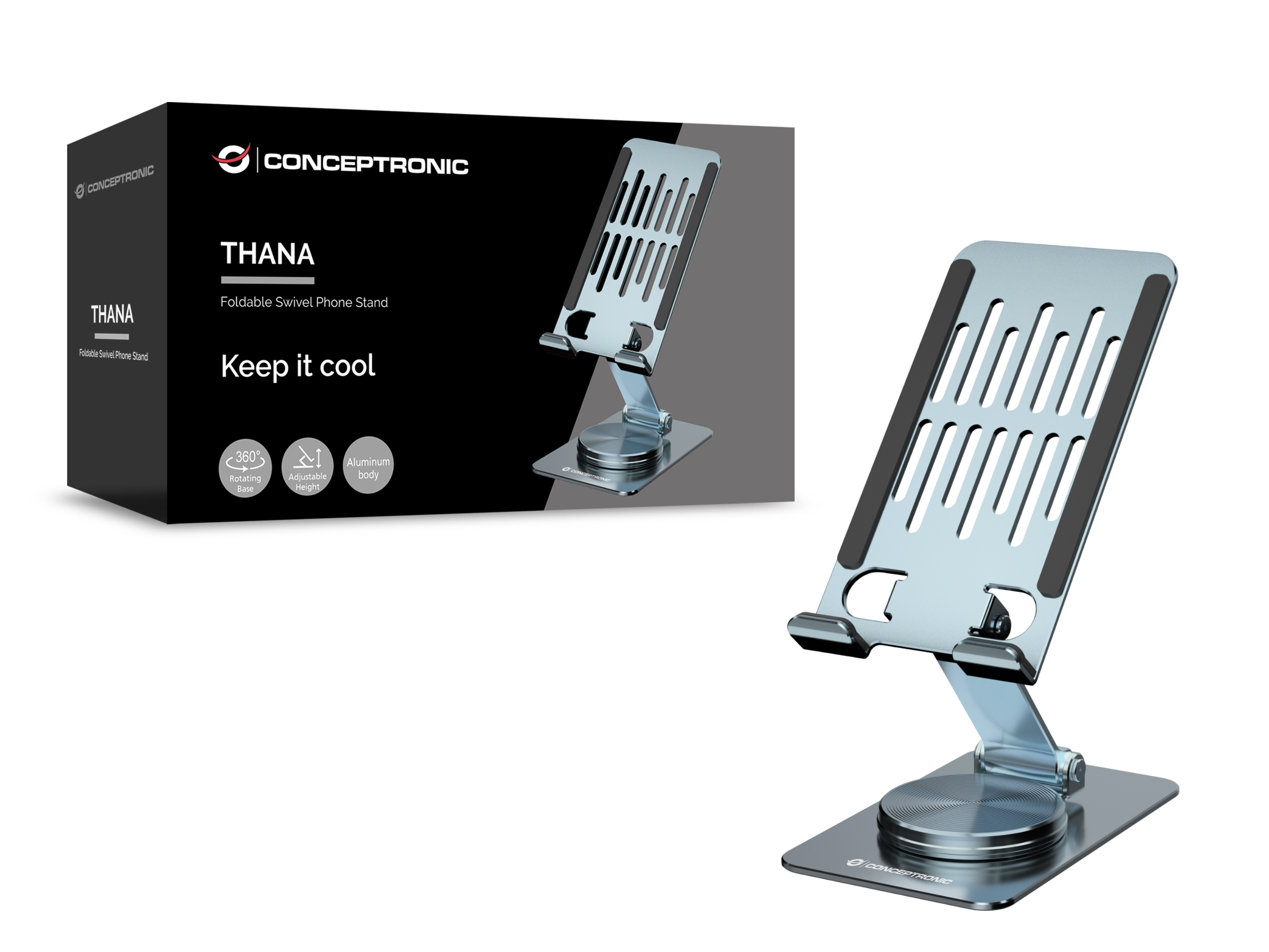 CONCEPTRONIC Handy Halterung 360°/drehbar/höhenverst. grau