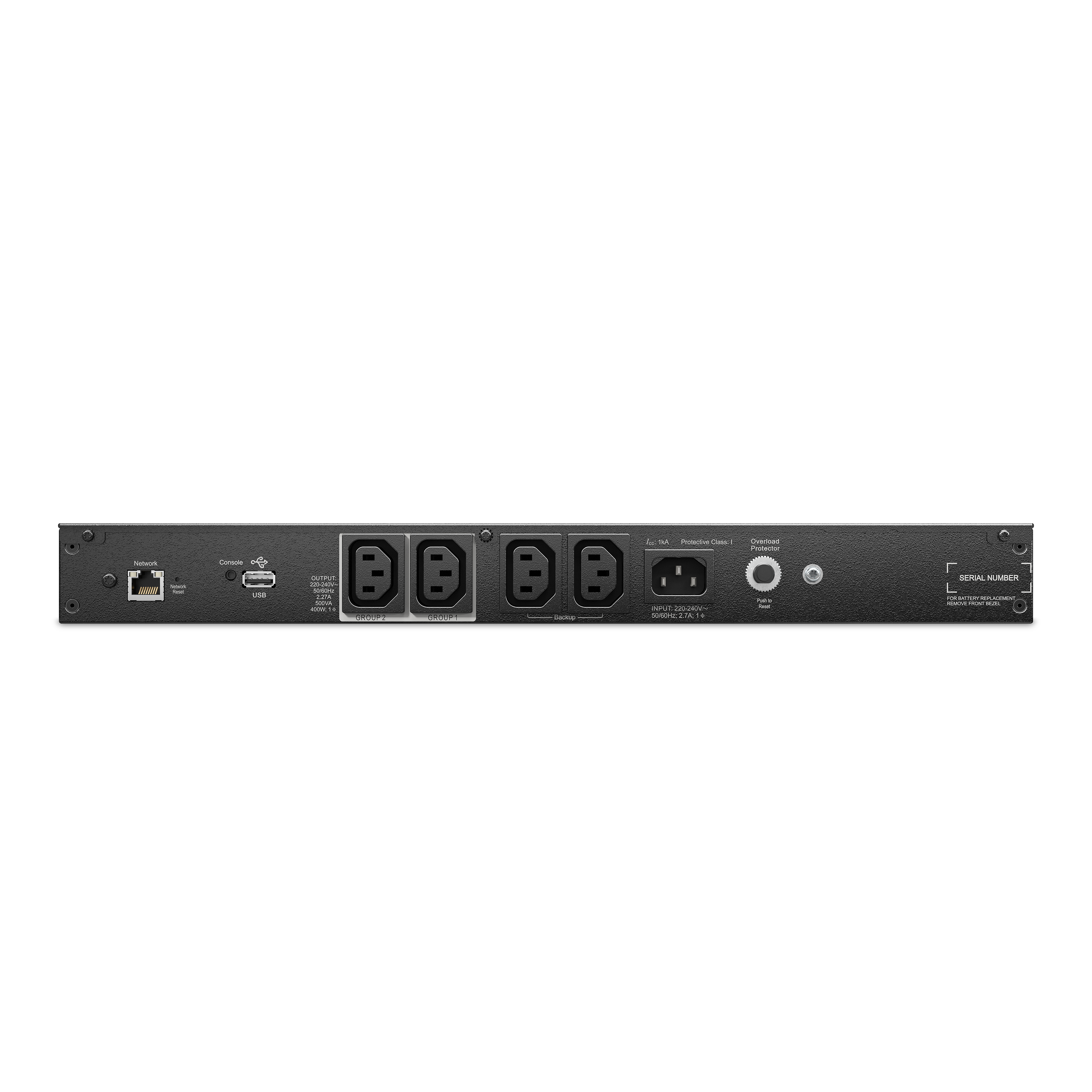 APC Smart-UPS SC SCL500RMI1UNC UPS Rack Li-ion AC 230V 400Watt 500VA Ethernet 10/100 USB output connectors 4 1U Black silver