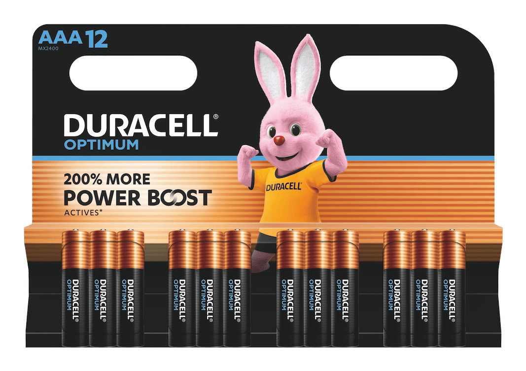 DURACELL Batterien Optimum Alkali-Mangan Micro AAA 1,5 V, 12 St.