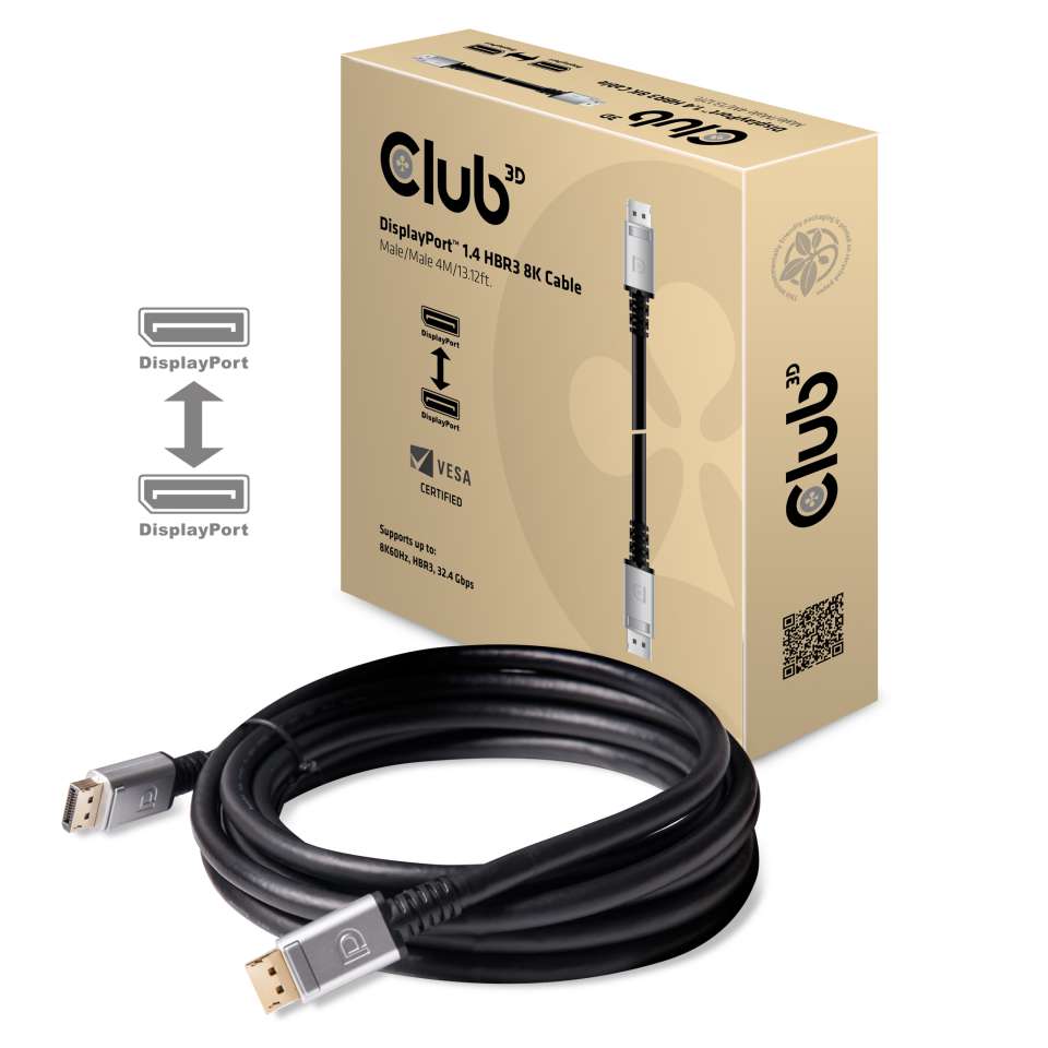 Club3D DisplayPort-Kabel 1.4 HBR3 32,4Gb/s 4m 8K60Hz St/St retail