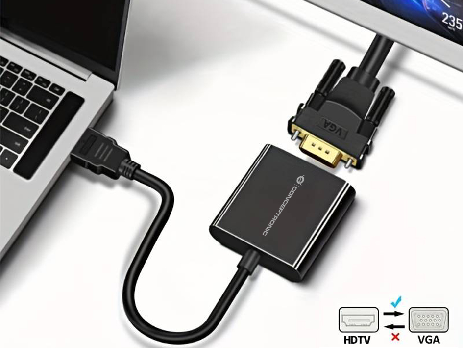 CONCEPTRONIC Adapter HDMI->VGA 1080/60Hz 0.25m sw