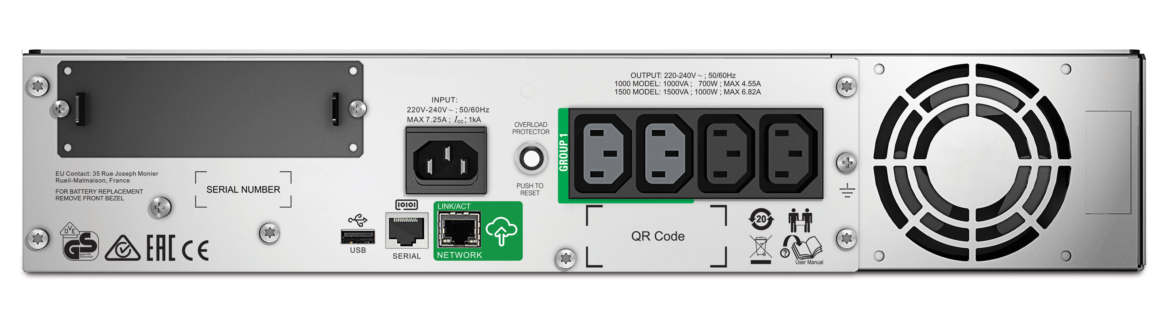 APC SMT1000RMI2UC Smart-USV 1000 VA / 700Watt LCD 2HE, 230 V, mit SmartConnect