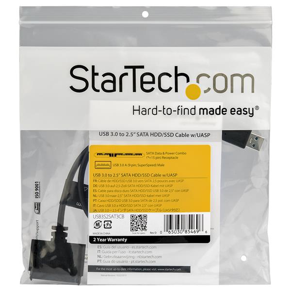 STARTECH.COM USB3.0 to 2.5in SATA III Hard Drive Adapter Cable w/ UASP SATA to USB3.0 Converter for SSD/HDD Hard Drive Adapter Cable
