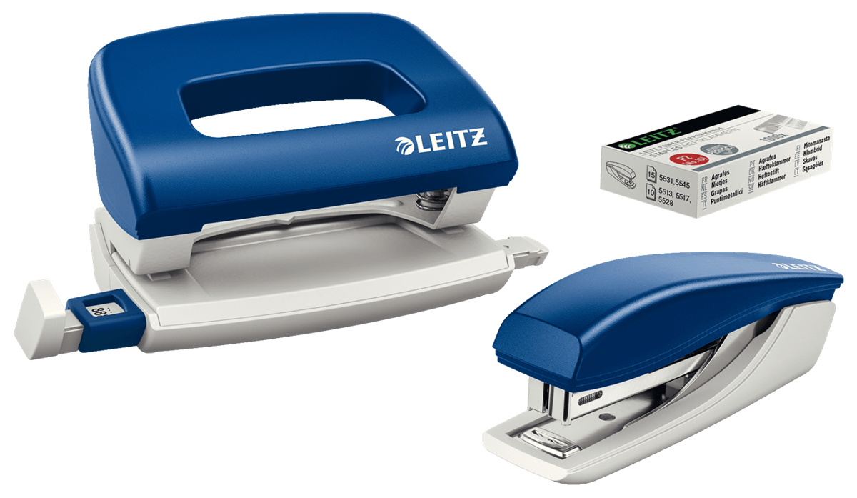 LEITZ Locher und Heftgeräte Set NeXXt 5058 und 5517 Mini blau