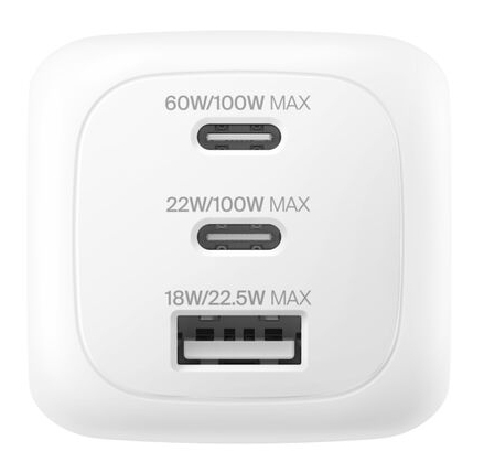 BOOSTCHARGE 100W 2C1A WALL CHARGER WITH INTERCHANGABLE PLUG