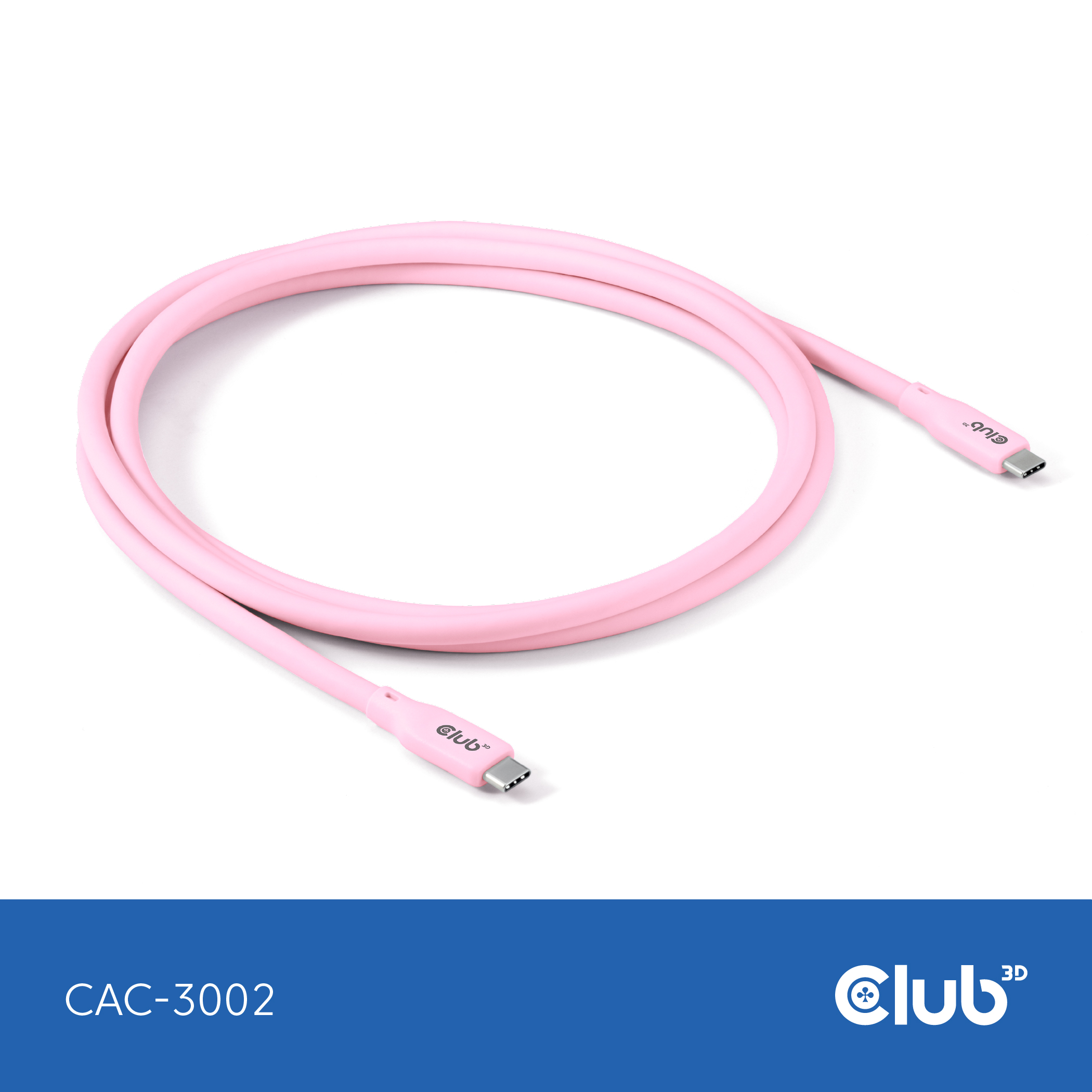 Club3D Lifestyle USB-C Kabel PD 240W,20Gbps 2m rosa St/St retail