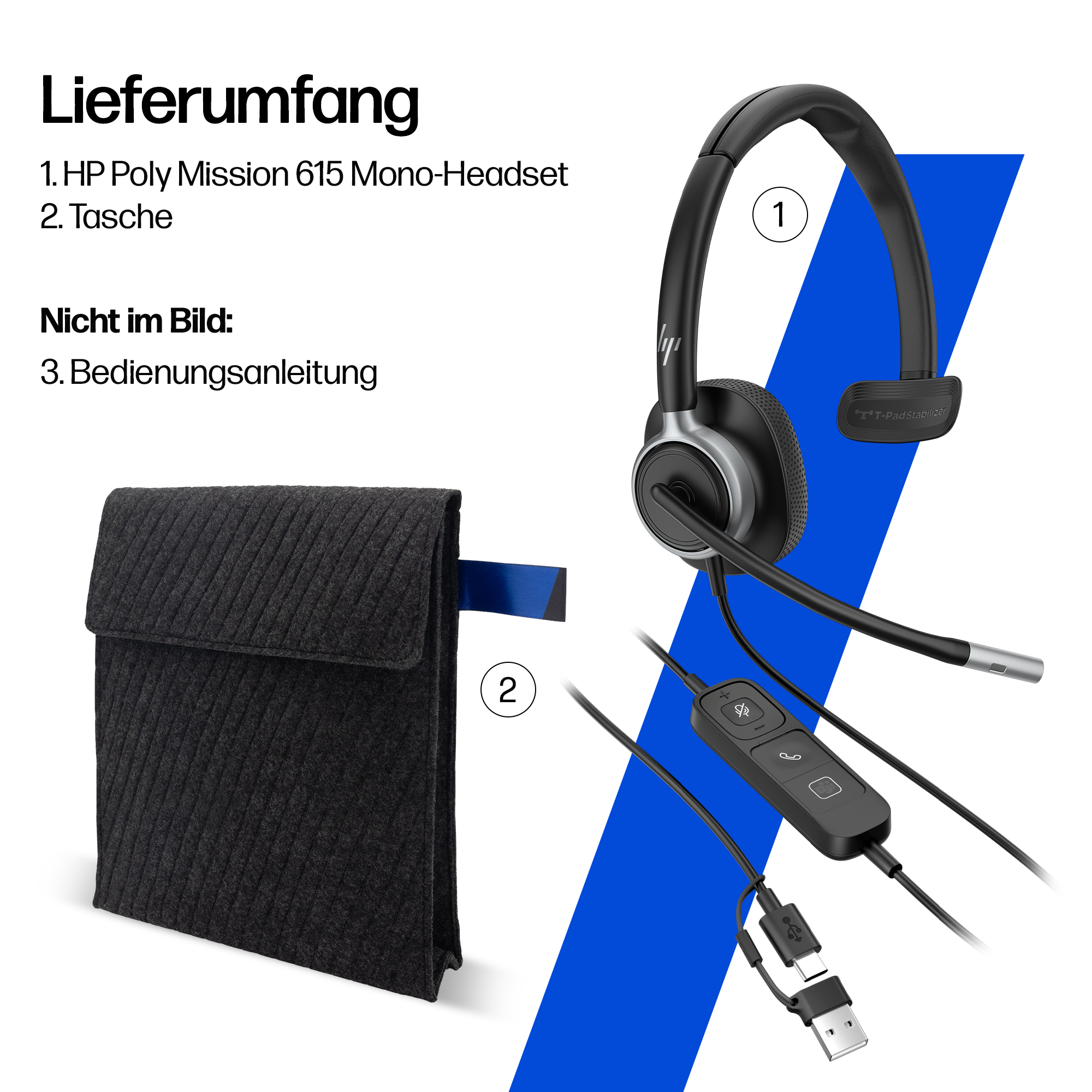 Poly Mission 615 Mono Teams USB-C/A