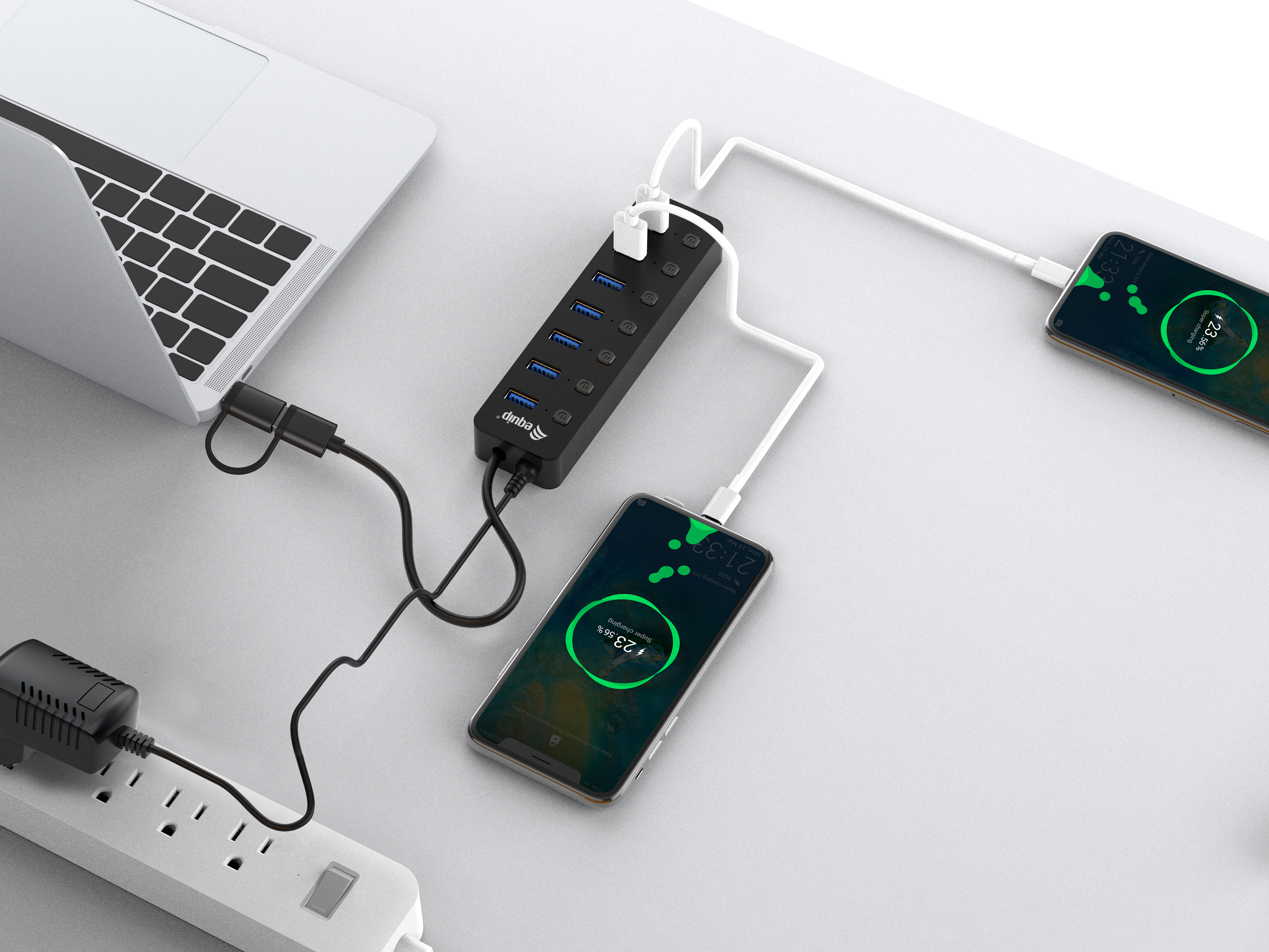Equip 7-Port USB-A3.2-Hub->7xUSB-A 3.2 +USB-C Adapter 5Gbps