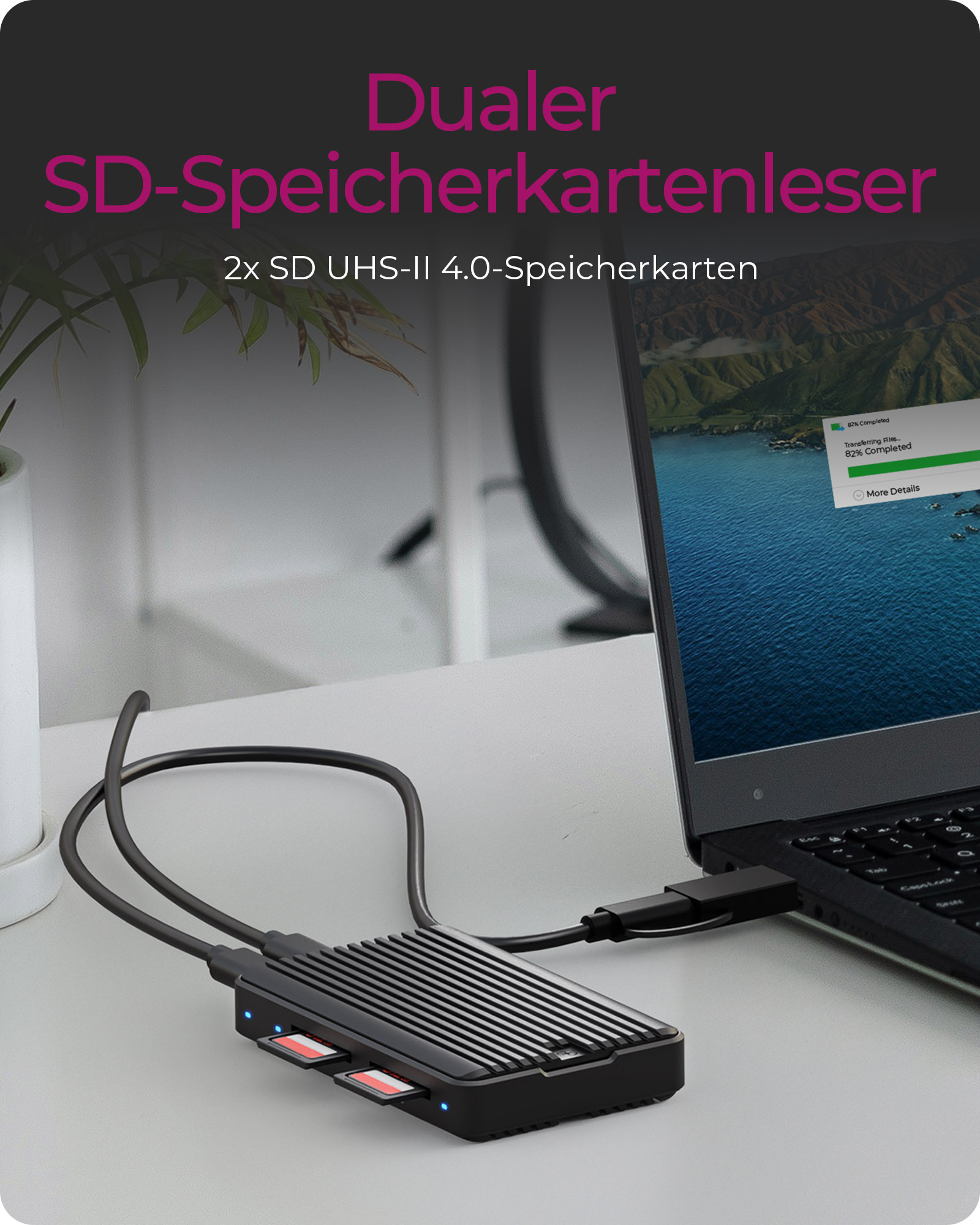 Geh. IcyBox M.2NVMe/SATA SSD mit zweifachem SD CR