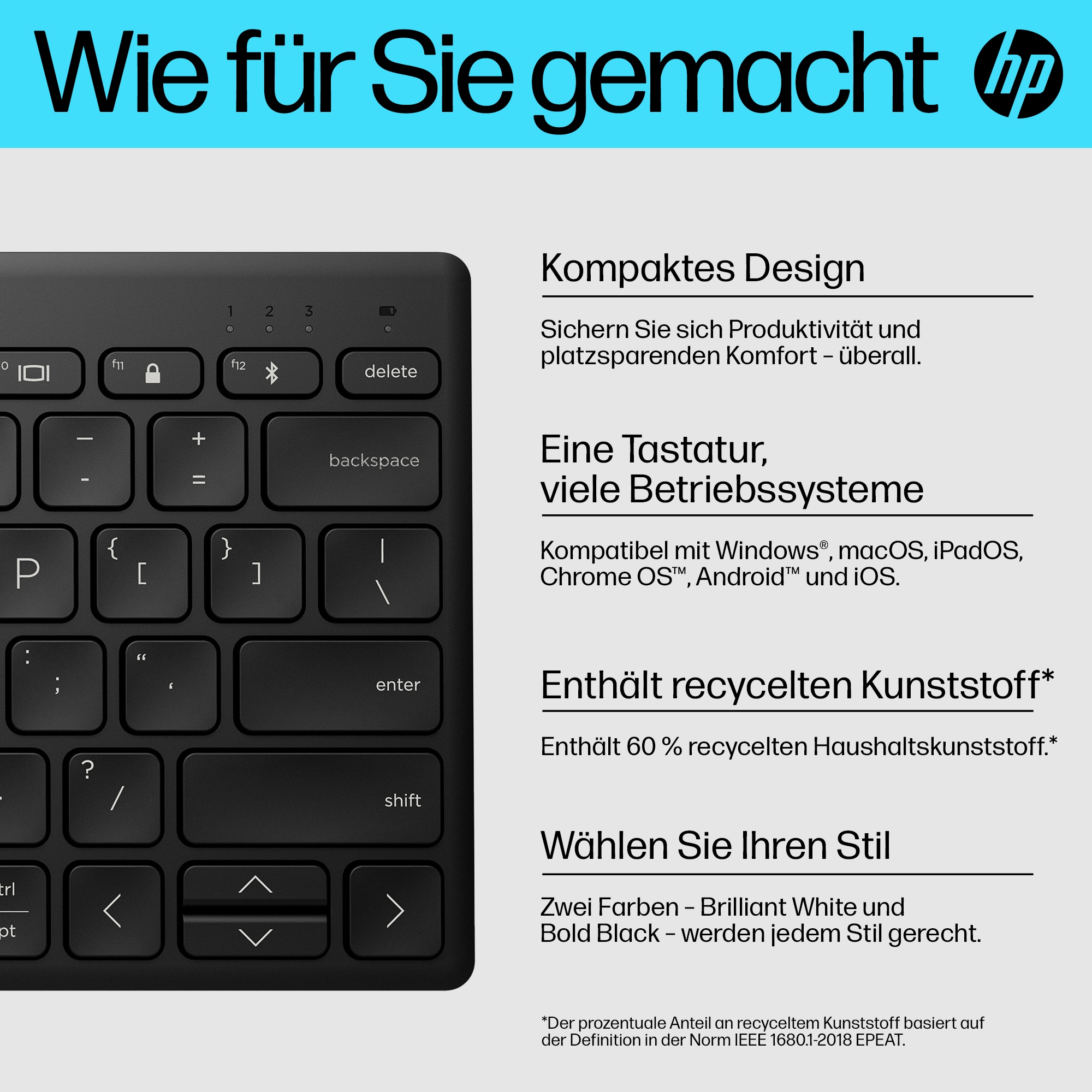 HP 350 BLK Compact Multi-Device Keyboard GR (P)