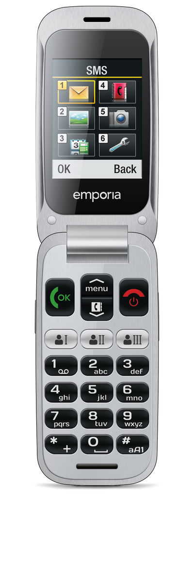 Emporia emporiaONE (V200), 2G, (V3), Großtastenklapphandy, spacegrey/silber