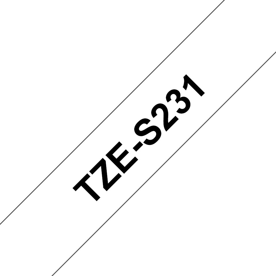 TZE-S231 LAMINATED TAPE M 8M 8M BLACK ON WHITE EXTRA-STRONG