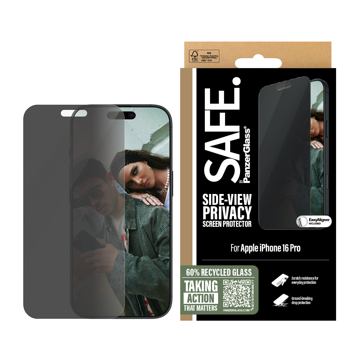 SAFE BY PANZERGLASS PRIVACY SCREEN PROTECTOR IPHONE 16 6.3IN