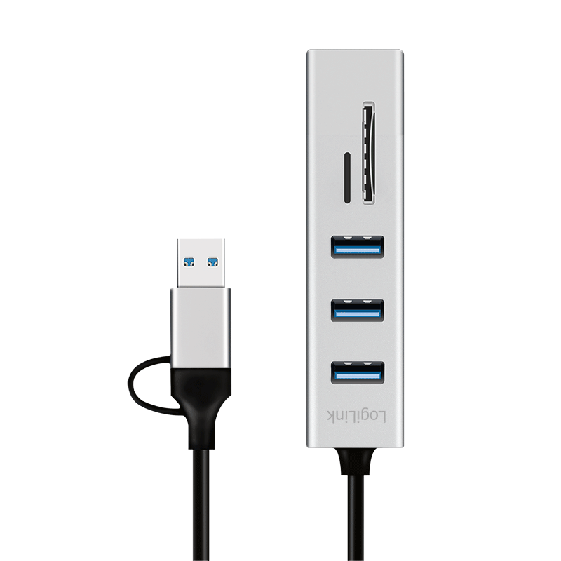 Logilink USB 3.0 HUB, 3x USB-A, SD/microSD-Slot, 5 Gbit/s