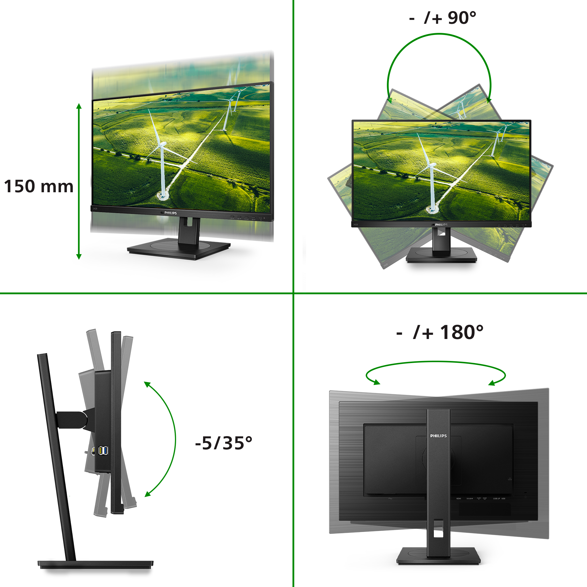 Philips 60,5cm (23,8) 242B1G 16:09 DVI+HDMI+DP+USB IPS