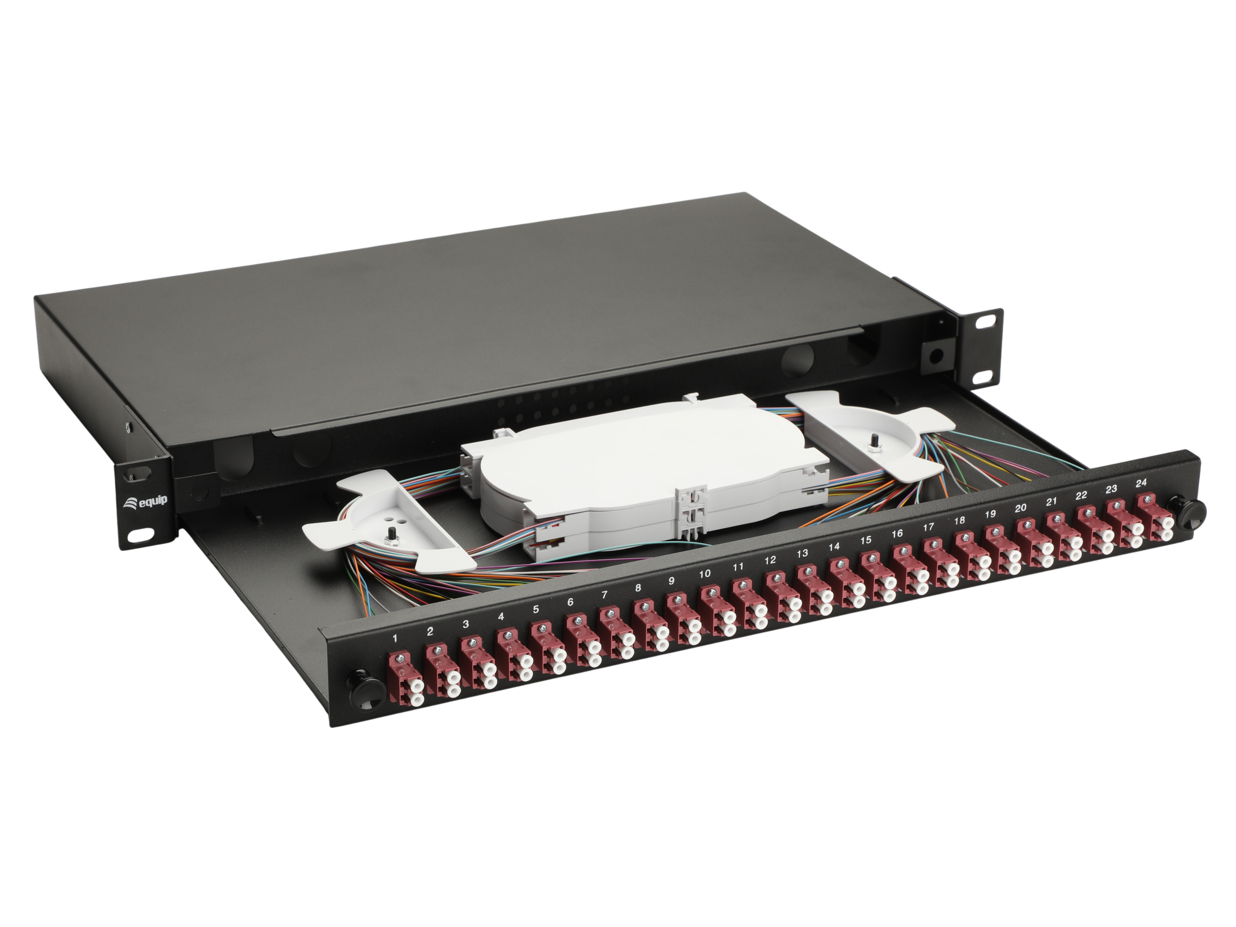 Equip LWL-Spleißkasten 24-Port LC-Duplex OM4 1U komplett sw