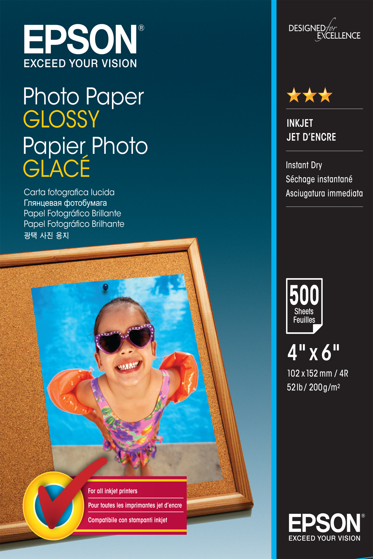 EPSON Fotopapier S042549 10,0 x 15,0 cm glänzend 200 g/qm 500 Blatt