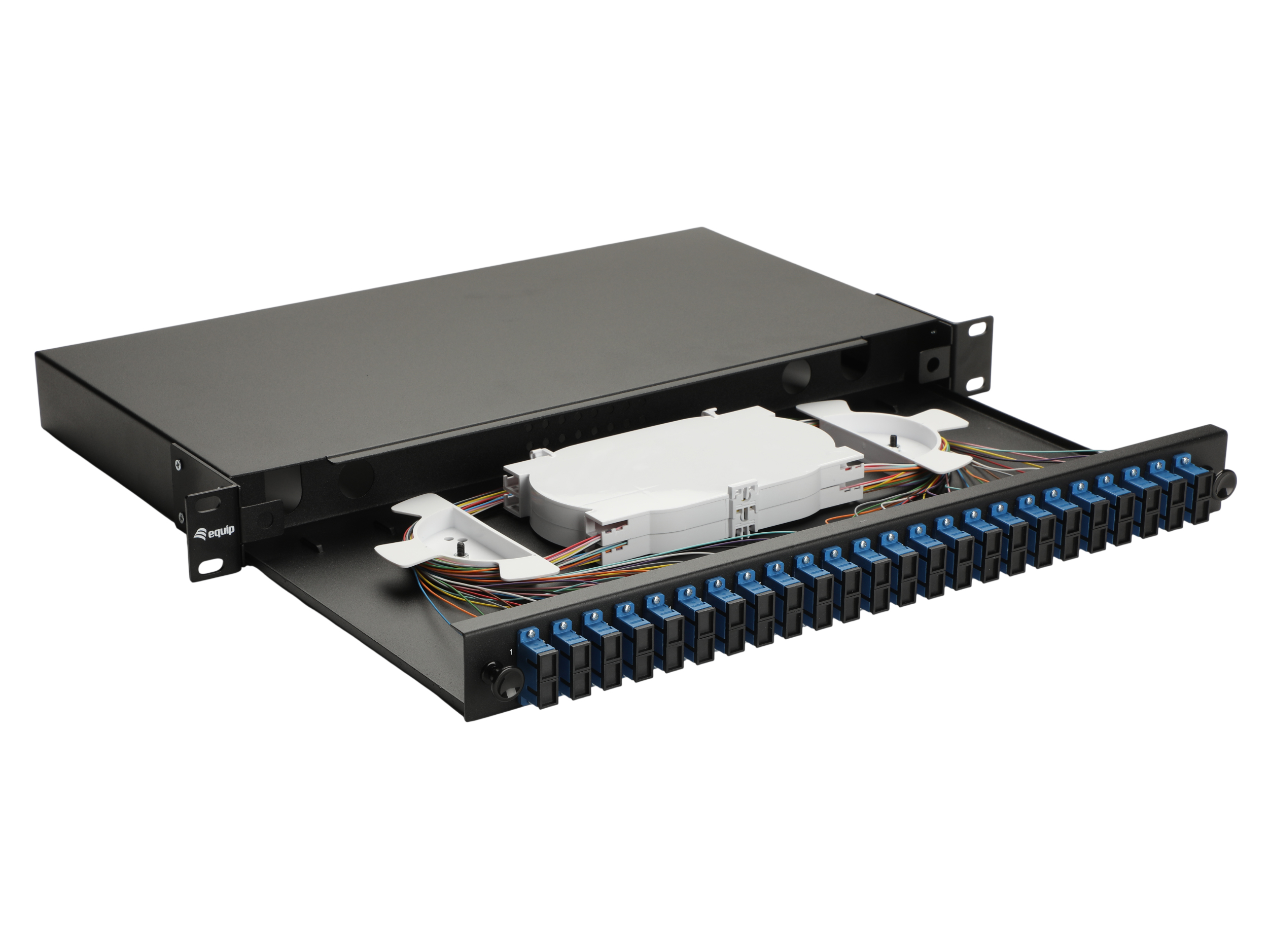 Equip LWL-Spleißkasten 24-Port SC-Duplex OS2 1U komplett sw