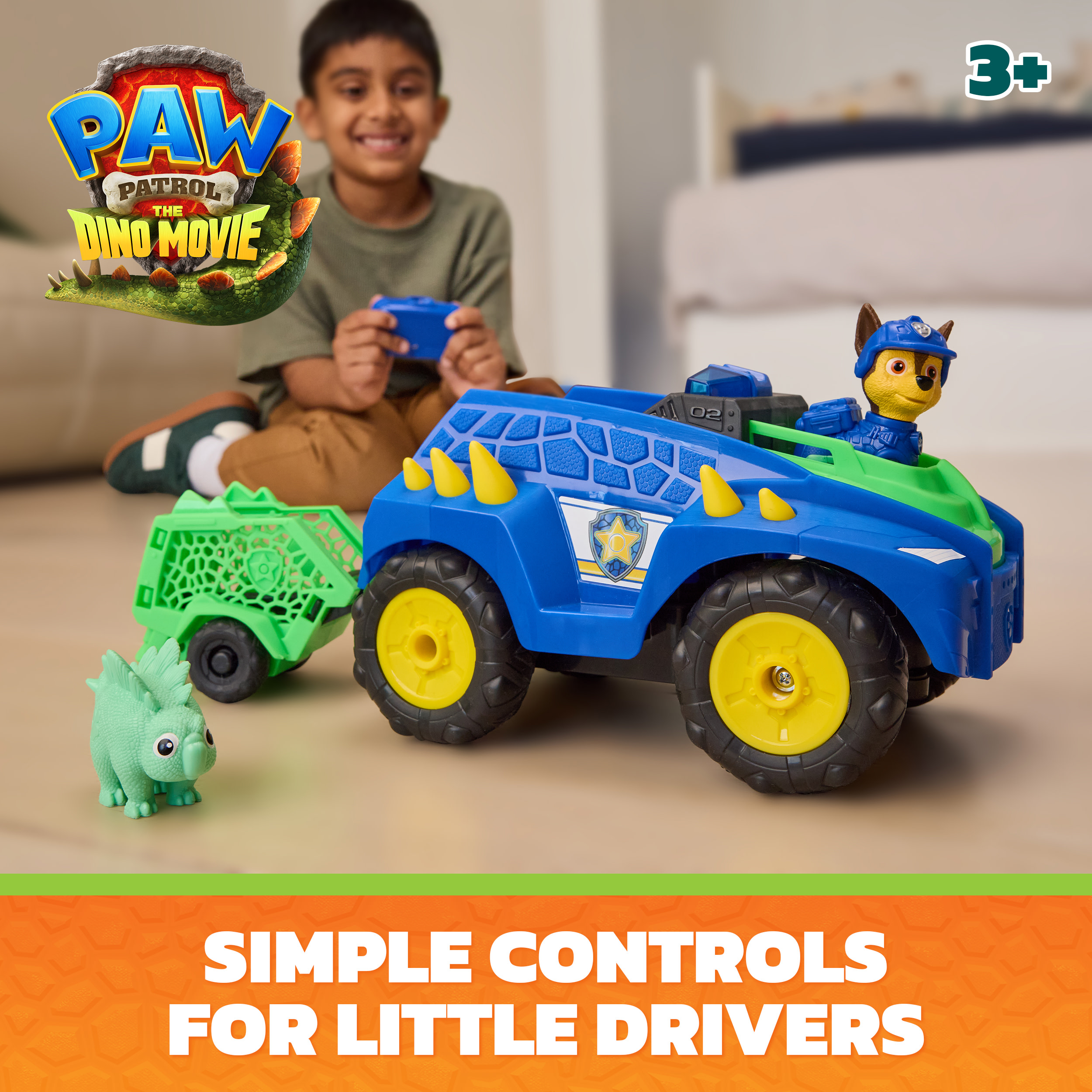 Paw Patrol: Der Dino Film - Chase'' ferngesteuertes Dino Rettungs-Fahrzeug, RC