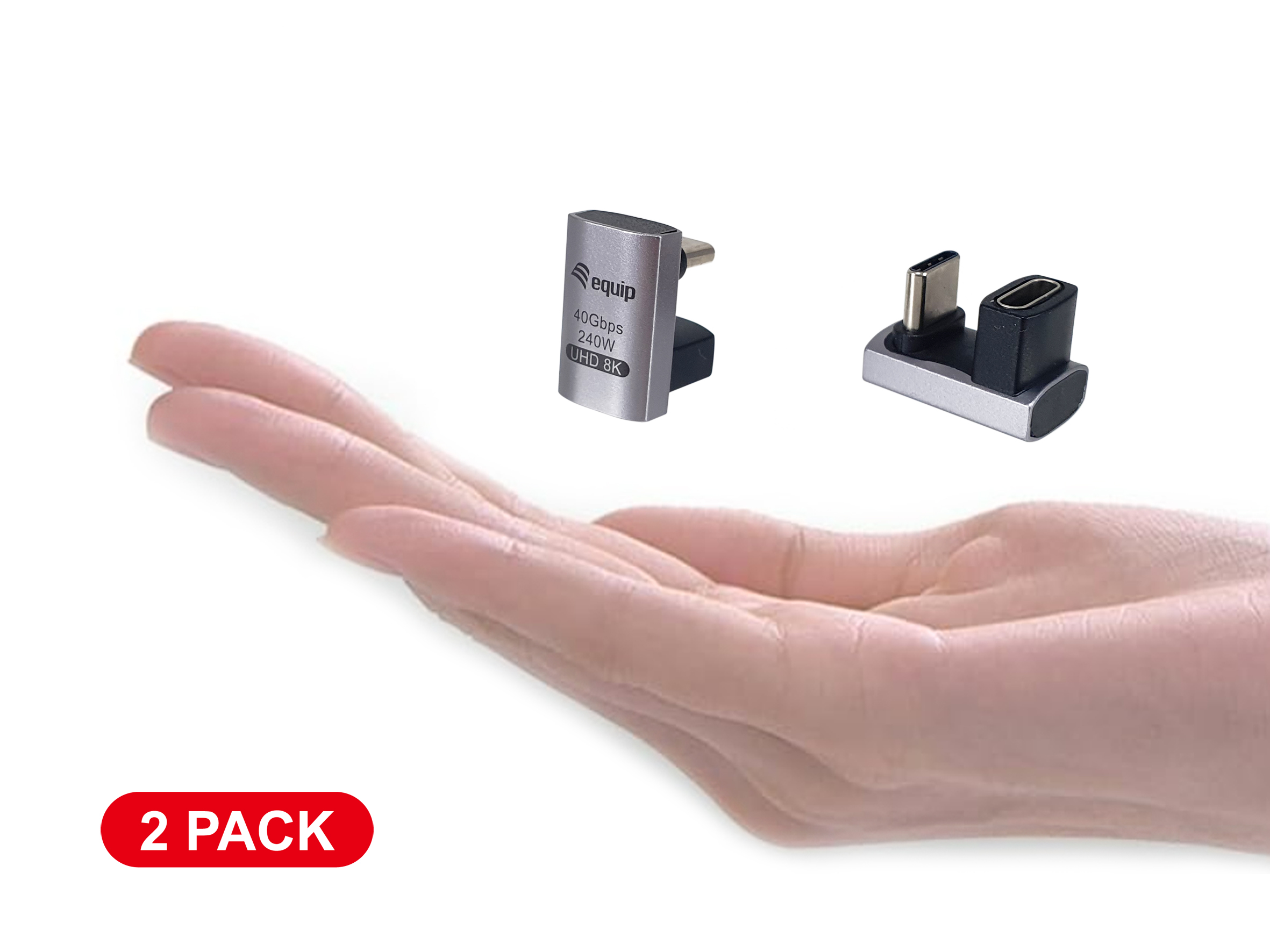 Equip Adapter USB-C->USB-C 180° 40Gbps PD 240W 2Stk