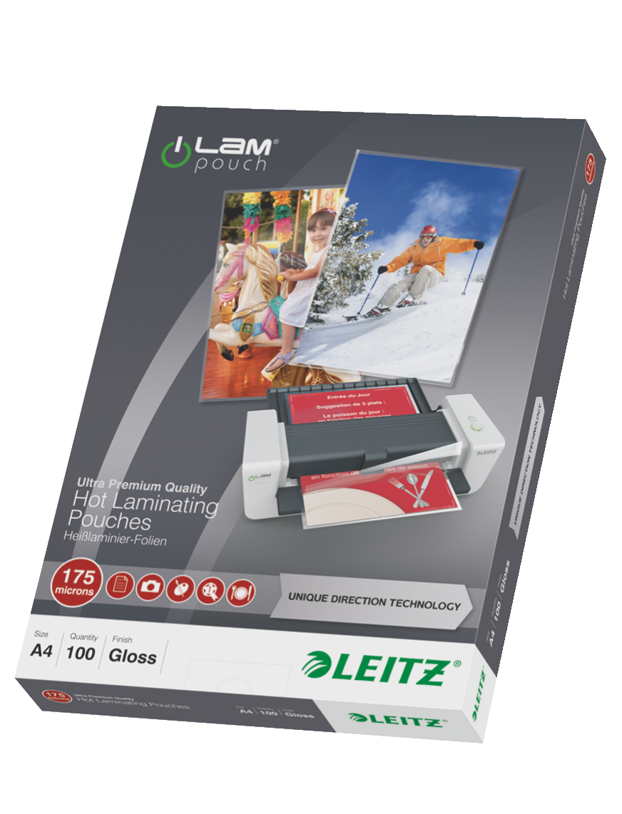 LEITZ Laminierfolien UDT glänzend für A4 175 micron, 100 St.