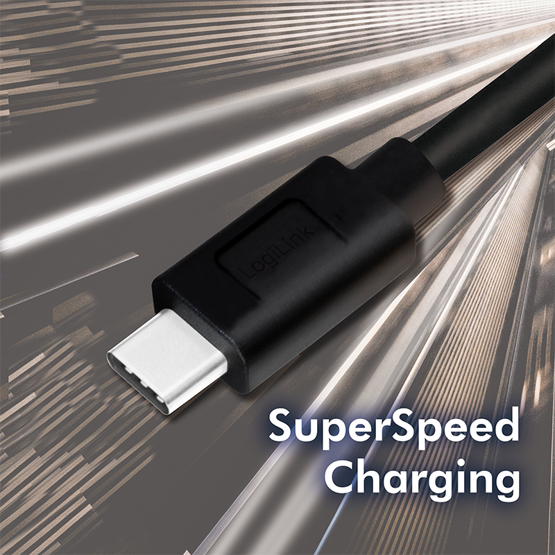 Logilink USB-C Kabel 3.2 Gen1, C/M zu USB-A/M, schwarz 1,5 m