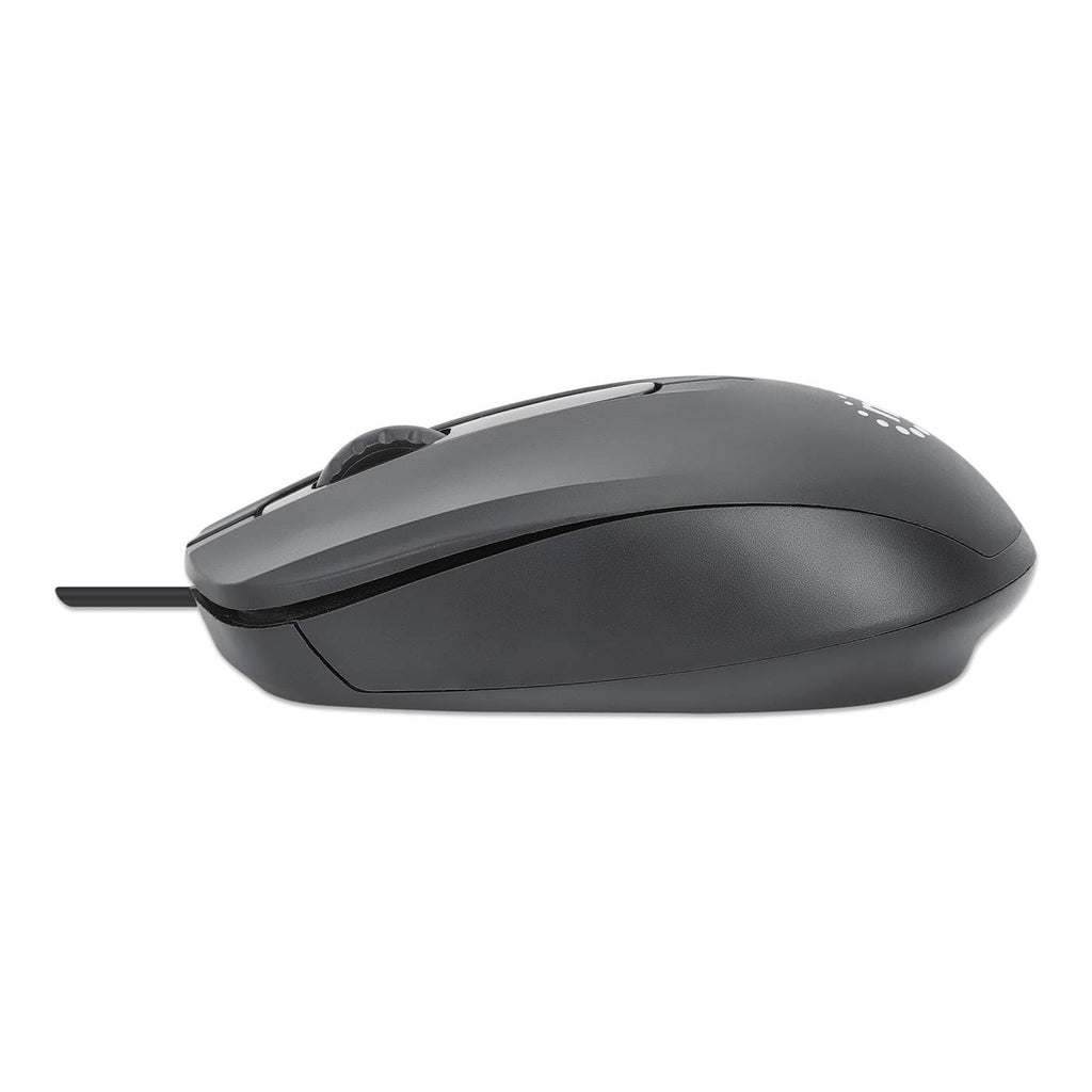 MANHATTAN Comfort II Optische USB-Maus USB-A drei Tasten plus Mausrad 1000 dpi für Links- und Rechtshänder 1,2 m Kabel schwarz