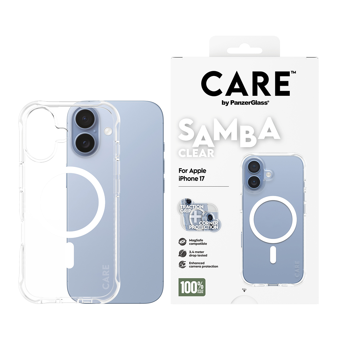 CARE BY FASHIONABLE CASE SAMBA TRANSPARENT W. WHITE MAGSAFE IPH