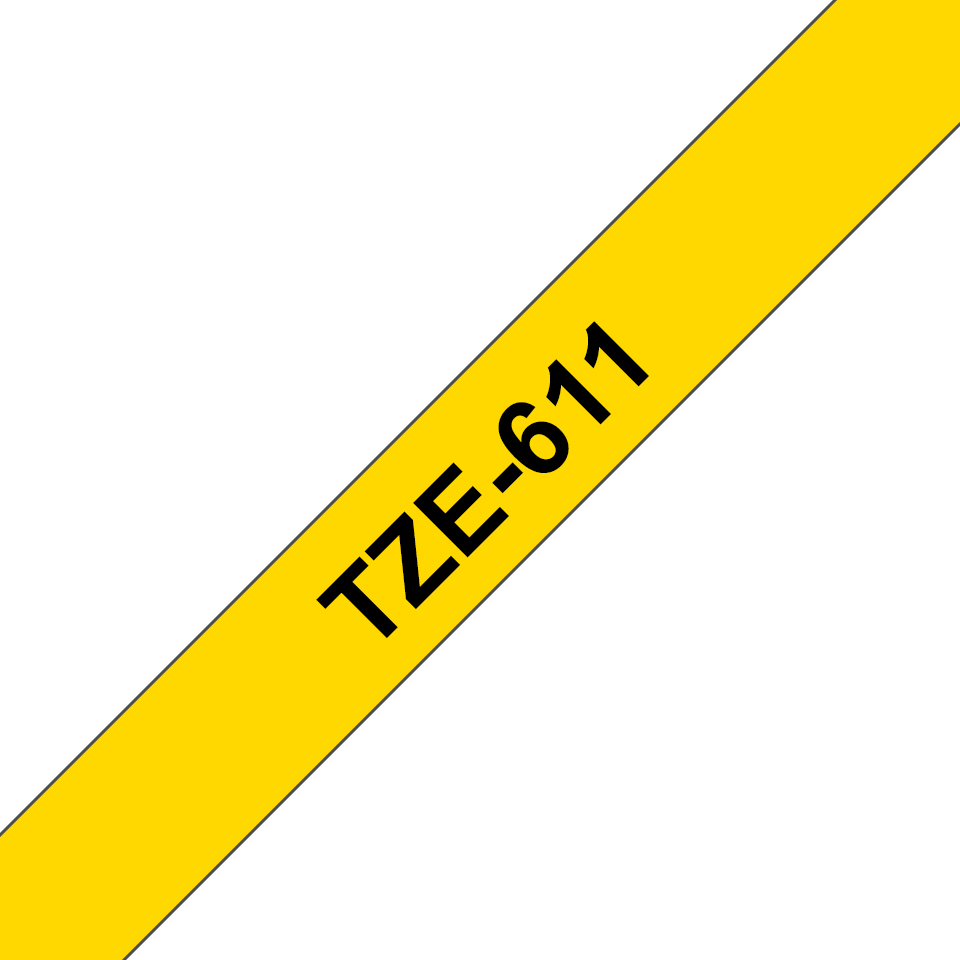 TZE-611 LAMINATED TAPE 6MM 8M BLACK ON YELLOW